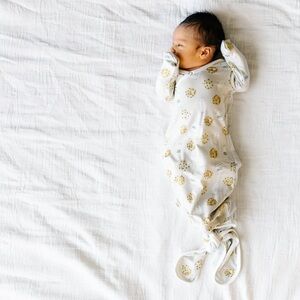 Copper pearl chip print knotted gown